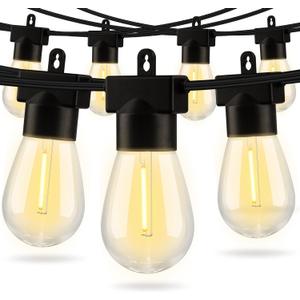 Aialun 96FT(48FTx2) LED Outdoor String Lights Outside Patio Yard Lighting Waterproof Hanging Warm Glow 2200K Shatterproof Edison Bulbs Exterior,Heavy-Duty Strand Decorative Caf Porch Bistro Garden (Black 2200K S14)