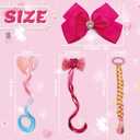 3 x 6 PCS Tinsel Hair Extensions for Girls, Pink Hair Clips for Toddler Girl, Princess Dress up Hair Pieces, Cute Gifts and Costume Hair Accessories Set for Little Princess (Doll-Inspired)