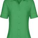 siliteelon Short Sleeve Button Dress Shirts for Women Cotton Button Down Shirts for Women Slim Fit Blouse Top 3/4 Sleeve (Medium)
