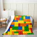 Building Blocks Thermal Insulated Flannel Fleece Throw Blanket,Toy Geometric Rectangle All Season Bed Blanket Fuzzy Blanket for Bed Sofa Couch,Modern Style Bedroom Decor Plush Blanket 40"x50"