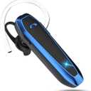 Bluetooth Headset, V5.3 Wireless Handsfree Earpiece with Noise Cancelling Mic, 33 Hours Talking Time, Single Ear Headset Compatible with iPhone Android Cell Phones for Driving Business, Blue