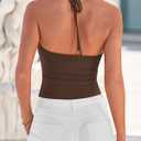 KIRUNDO Halter Tops for Women Crop Tank Going Out Tops Y2k Trendy Camisole Workout Sleeveless Backless Summer Clothes 2026 (Brown, L)