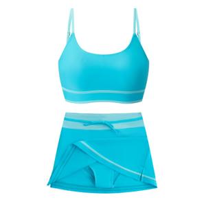 LKALPSQ Girls Swimsuits 2 Piece Bathing Suit Bikini Set with Padded High Waisted Beach Swimwear for Girls 11-15 Years Blue