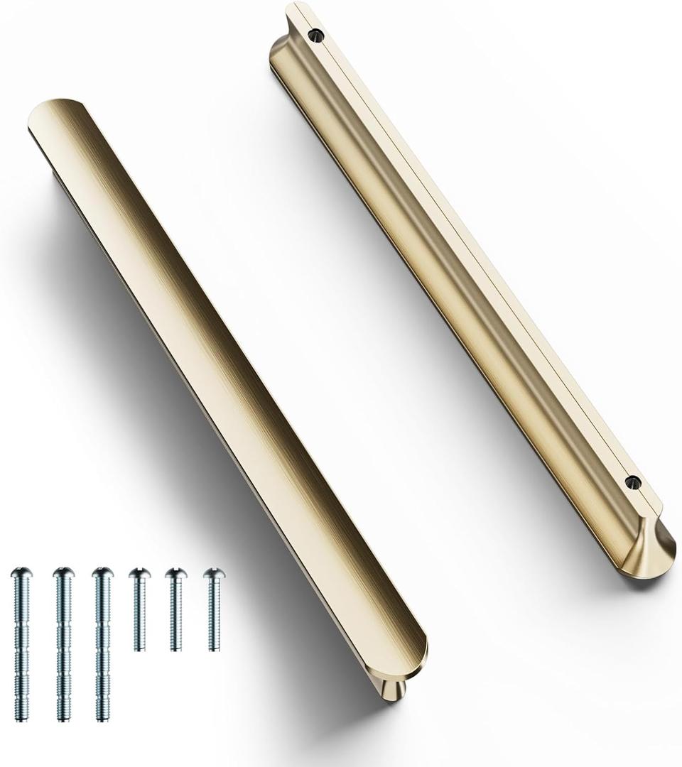 Cobbe 10 Pack Champagne Bronze Cabinet Pulls 6-5/16 inch Hole Centers Kitchen Cabinet Handles Drawer Pulls Kitchen Cabinet Hardware