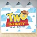 Two Infinity and Beyond Backdrop 2nd Birthday Hat Blue Clouds Birthday Party Supplies Decorations Photography Background for Kids Boys Second Birthday Cake Table Banner Photo Booth Props 7x5ft