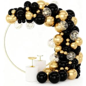 120 Pack Balloons, 18/12/10/5 Inch Mixed Sizes Latex Balloon Arch Kit & Garland, Baby Shower Decorations, Gender Reveal, Bridal Shower, Birthday Party Supplies (Black+Gold)
