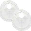 Janmercy 2 Pieces White Baptism Bib Christening Bib for Baby Girls Embroidered Crucifix Baptism