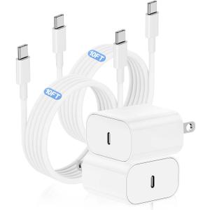 iPhone 15 16 Charger Fast Charging 10 ft USB C to USB C Cable Long,Apple USBC Wall Charger Block Power Adapter Plug Cube Brick for iPhone 16/16 Pro/16 Pro Max/16 Plus/15/15 Pro/15 Pro Max/iPad