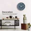 Roymnie Wall Clock 12 Inch Silent Wall Clocks Battery Operated- Modern Non Ticking Analog Clock Decorative for Living Room Bedroom Office Kitchen(Azure Blue)
