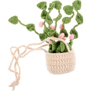 Ciieeo Cute Car Decor Crochet Plant Basket Ornament Car Hanging Ornament Decor for Interior Aesthetic