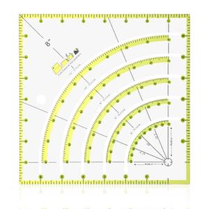 8 Inch Acrylic Fabric Ruler Quilting Ruler Multifunctional Arc Guide Cutting Square Ruler Quilt Circle Cutter Ruler Quilting Supplies and Tools for Quilting, Sewing, Crafts, Pattern Making