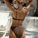 SUUKSESS Women High Waisted Underwire Bikini Set Cheeky High Cut 2 Piece Swimsuit (Brown, M)