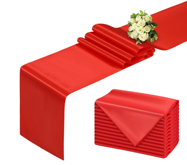 BDDC Red Table Runner 12x108 Inch  24 Pack Satin Table Runners, Smooth Table Runner for Party Wedding Banquets Birthday