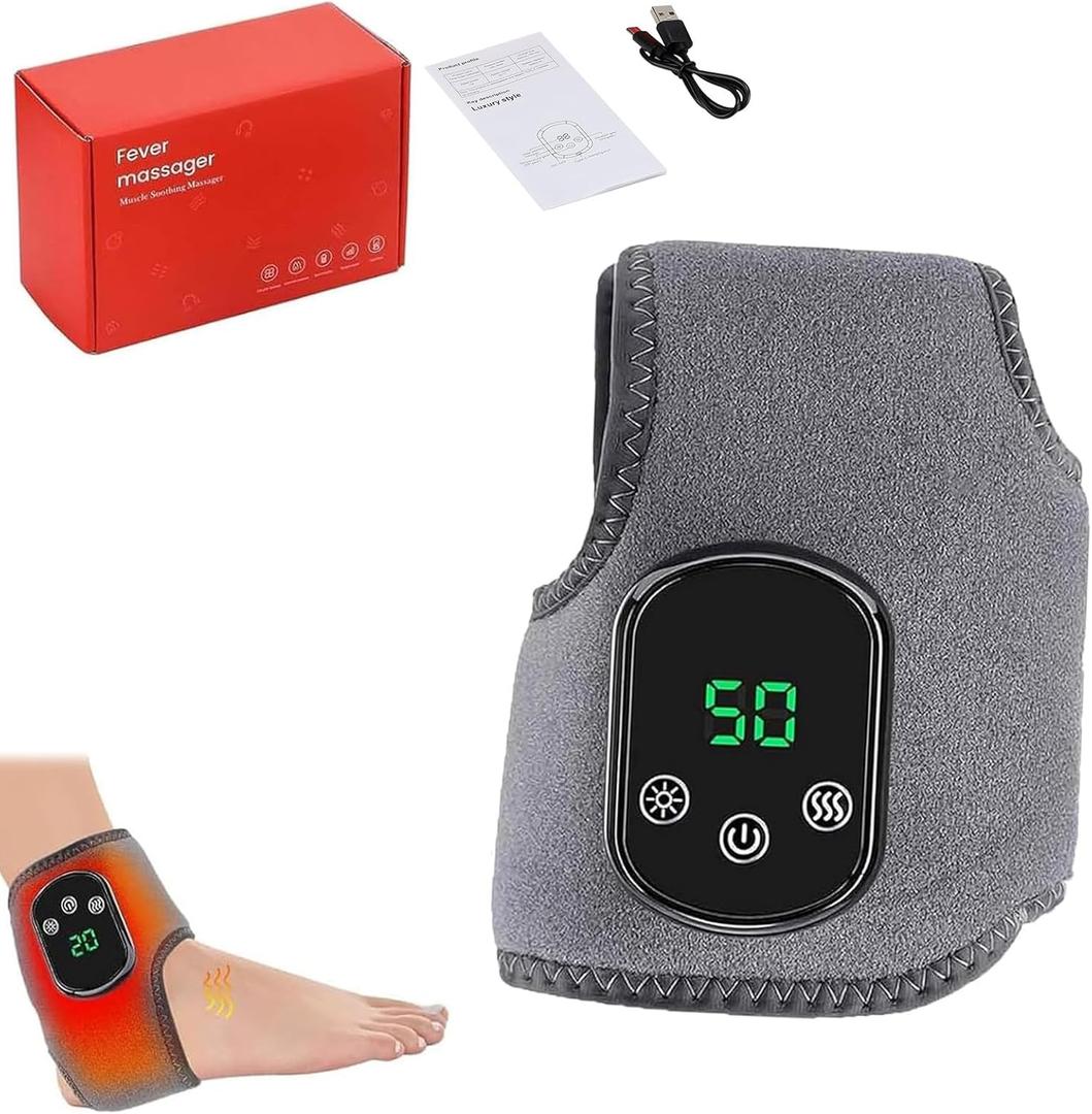 Triple Method Massager,3-in-1 Naxir Foot Revive Massager,Wireless & Portable Heated Ankle Wrap with 3 Vibration Mode