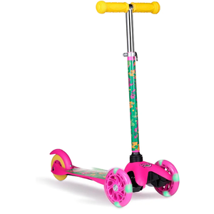 Self Balancing Kick Scooter with Light Up Wheels, Extra Wide Deck, 3 Wheel Platform, Foot Activated Brake, 75 lbs Limit, Kids & Toddlers Girls or Boys, for Ages 3 and Up