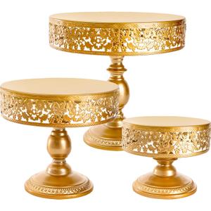 Jucoan 3 Pack Gold Metal Cake Stand Set, 8/10/12 Inch Round Cake Stand, Cupcake Display Stand, Dessert Table Display Stand for Wedding Baby Shower Birthday Christmas New Year Party Dessert Table