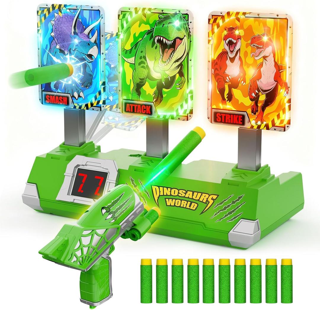 Toys for Boys Age 3-12, Kid Toys, 3 Dinosaur-Themed & 3 Dino Flashing Lights & Dino Claw Launcher, Fun Auto Reset Electronic Scoring Game with Sounds,3 -12 Year Old Boy Birthday Gifts