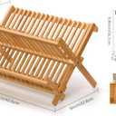 Bamboo Dish Drying Rack with Utensil Holder, 2 Tier Collapsible Dish Rack for Kitchen Counter, Large Folding Drying Holder, Dish Drainer, Kitchen Organizers and Storage