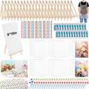 Tenceur 24 Set 8x10 Inch Canvas and Easel Set Paint Kits for Adults Bulk Art Canvas Boards for Painting with Easel Stand, Large Tablecloth, Acrylic Paint Brushes Trays Aprons for Party