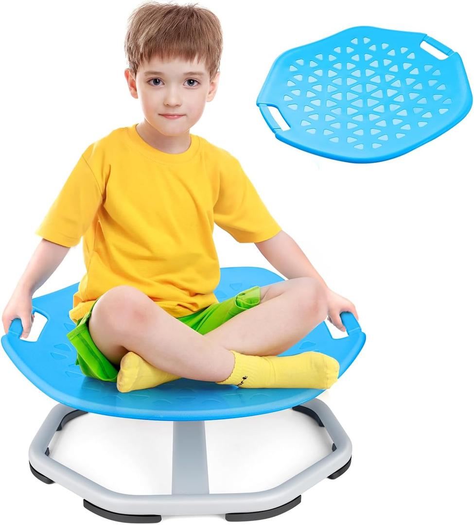 Upgraded Sensory Spinning Chair for Autism Kids with Handles, Spin Chair for Kids Autism, 360 Rotating Seat for Balance and Coordination, Sit and Spin Toys for Toddlers Enhancing Motor Skills, Blue