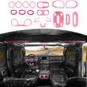 RT-TCZ for Wrangler JL Interior Trim Kit Pink, Dash Steering Wheel Trim Bezel for Jeep Wrangler JL JLU 2018-2023 Pink Interior Accessories 20pcs