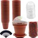 PURPLE STAR 1N 30 Pack Cupcake Plant Nursery Pots with Humidity Dome- Small Plastic Flower Pots with Saucers and Shovel for Indoor Outdoor Seedling Succulent Vegetable