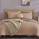 Monbix Comforter King Size, King Comforters Set 7 Piece, Breathable Solid Bedding Sets King with Comforters, Sheets, King Bed in A Bag with Sheets, Pillowcases & Shams (Rust Pink King, 102"x90")