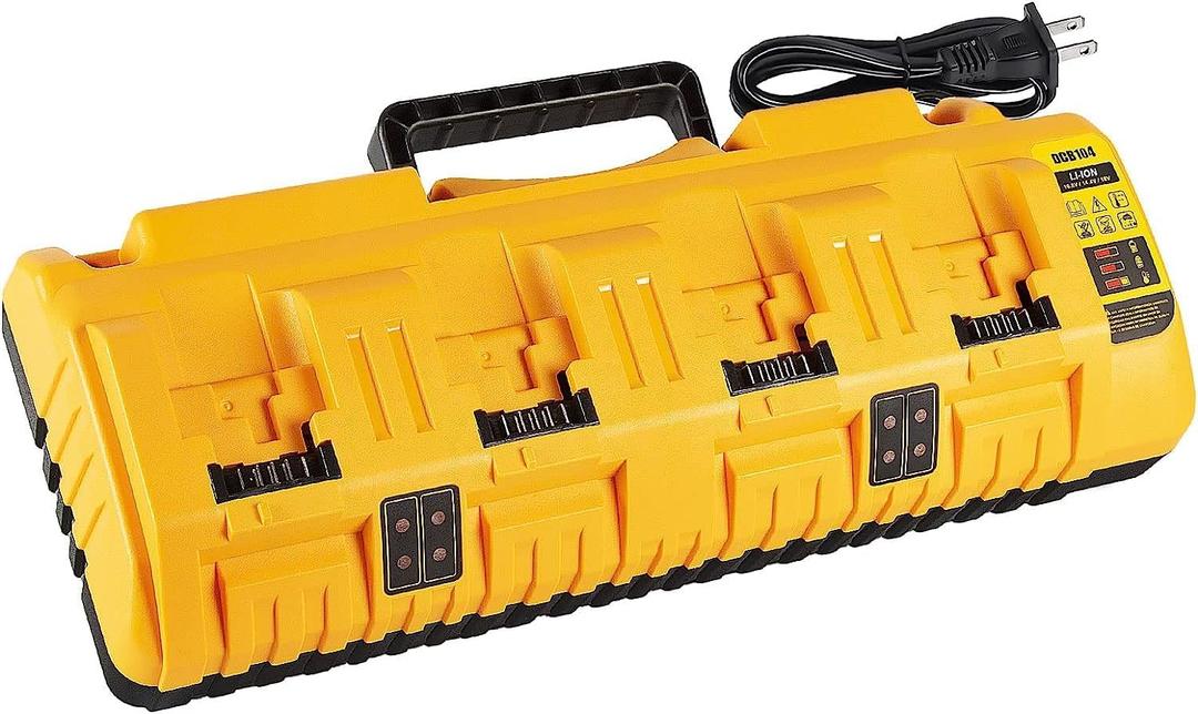 12/20V Max Battery Charger Replacement for Dewalt DCB104 Compatible with 12V 20V Max Lithium Battery DCB124 DCB205 DCB204 DCB606 Charger 4-Port Simultaneous Charging