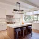 Farmhouse Chandeliers for Dining Room, Rustic Kitchen Island Light Fixture, 5-Light Linear Pendant Lighting Rectangular Chandelier, Metal Solid Ceiling Lights