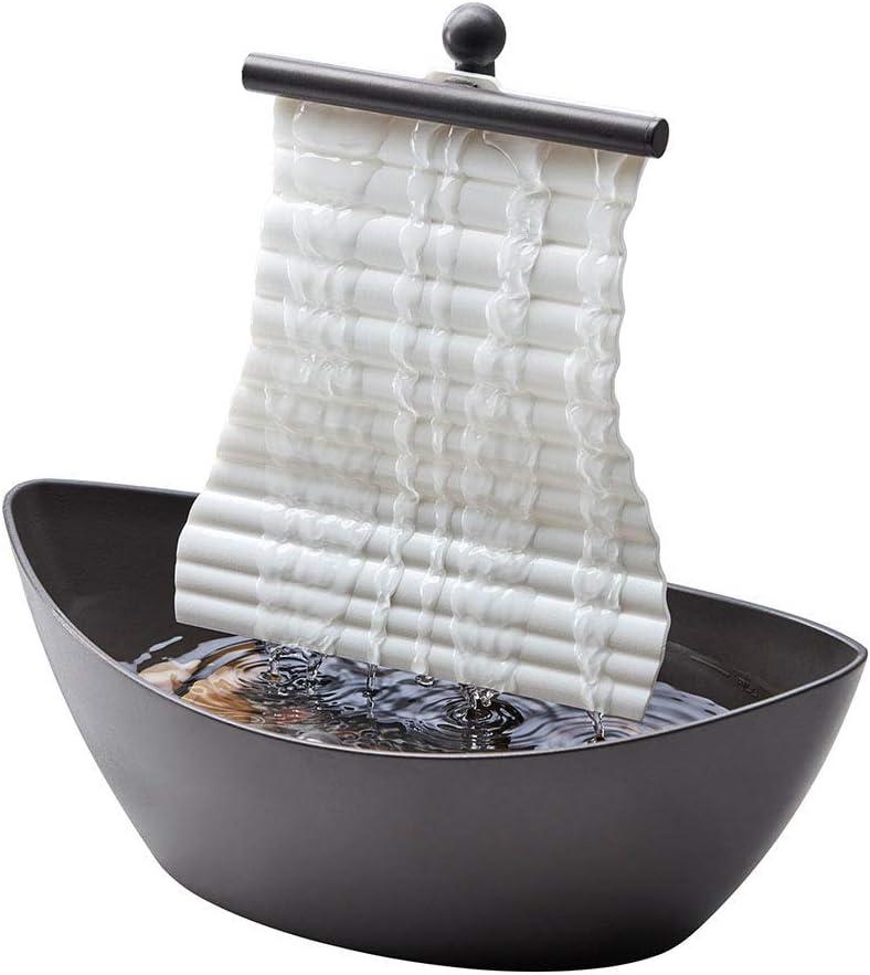 Homedics White Waters Relaxation Indoor Tabletop Fountain, Ambient LED Lighting and Natural Waterfall Sounds for Home, Office, Bedroom, Desktop, Spa and Dcor, 6.10x4.25x10