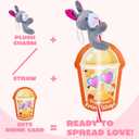 JOYIN 24 Pcs Valentine's Day Gifts Plush Toy & Straws with Cards, Mini Plush Finger Puppets to Hold Straw & Drink Themed Cards, Valentines Day Card for Kids School Classroom Exchange Prizes