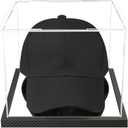 Clear Hat Display Case Acrylic Baseball Cap Holder Stand Transparent Hat Storage Box Dustproof Square UV Protection Cabinet with Carbon Fiber Skin Base and Removable Mirror Base