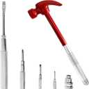 Red 6 in 1 Multitool Mini Hammer & Screwdriver Set - Camping Hand Tools with Metal Hammer Head