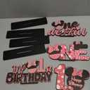 TONIFUL Pink Mouse 1st Birthday Party Supplies 1st Table Centerpieces Pink Mouse Theme Design Sturdy Wooden for Girl ONE Year Old Birthday Favors 1st Birthday Party Decorations(4 Pcs)