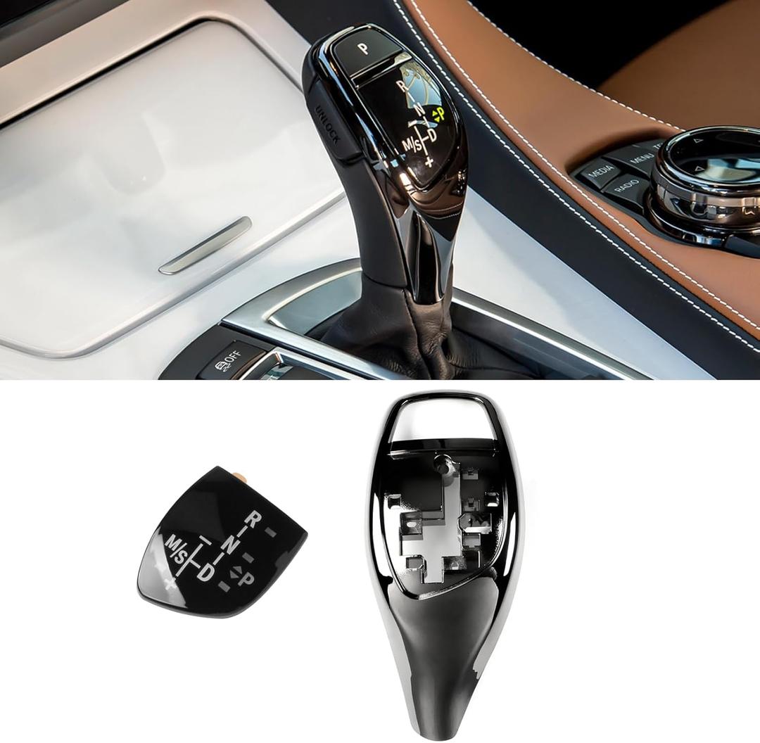 Jaronx Compatible with BMW Gear Shift Knob Cover Trim Replacement for 1'F20 F21/2'F22/3'F30 F31 F34/4'F32 F33/5'F10 F11/6'F06 F12 F13, Gear Shift Knob Panel Sticker for BMW 1 2 3 4 5 6 Series(Sport) (Gunmetal Finish)