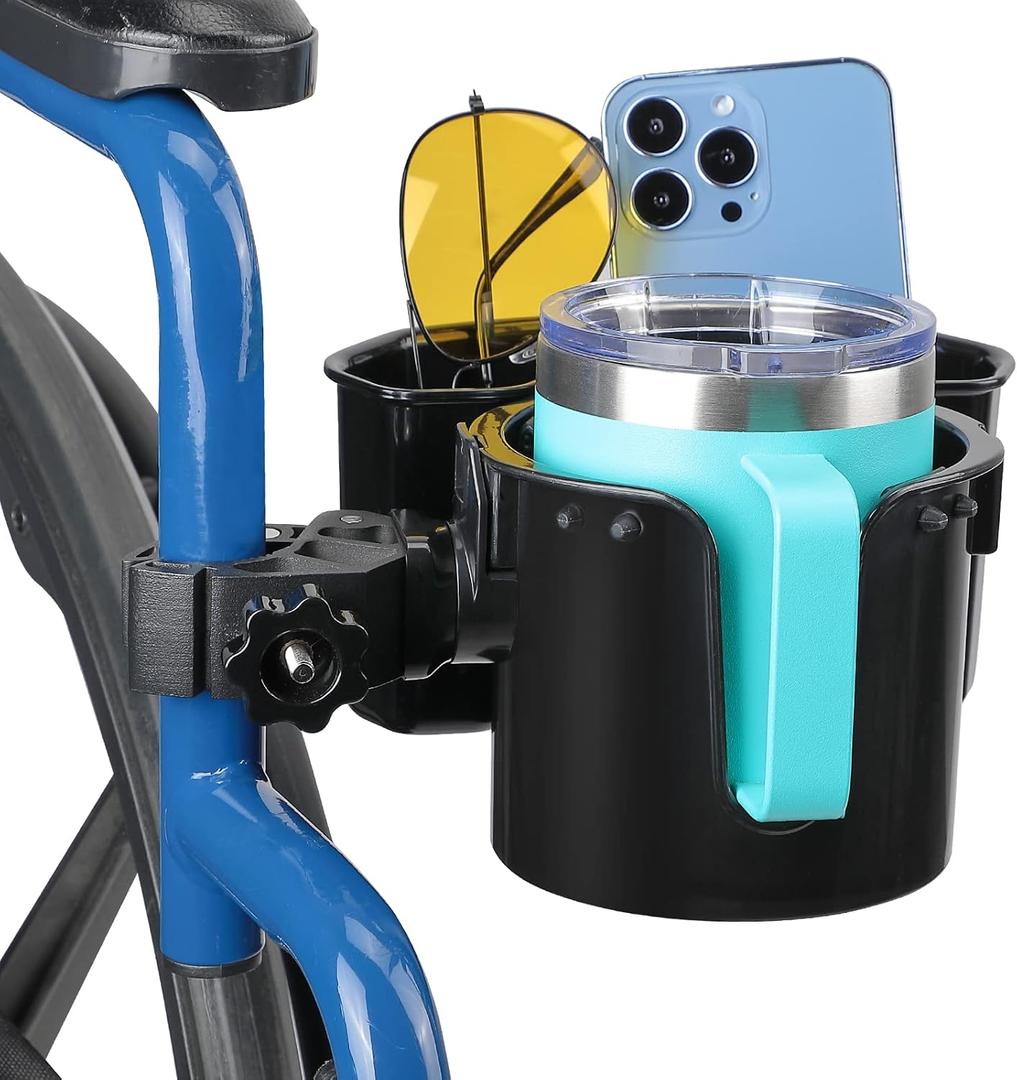 Wheelchair Cup Holder, 2-in-1 Water Bottle and Storage Box, Designed Cup Holder for Bottle with Handle, Cup Holder for Wheelchair, Walker, Rollator, Stroller, Camper, Golf cart 1 pc