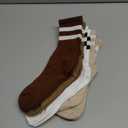 YUWELL Womens Striped Crew Socks, Cotton Cozy Casual Socks for Women 4 Pairs, Size 5-10 (4pairs-white Coffee Brown Beige)