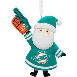 Hallmark Christmas Ornament, NFL Miami Dolphins Santa Fan Ornament, Gifts for Sports Fans