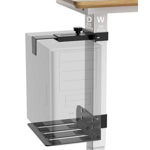 Under Desk PC Mount - No Drilling 40 lb Capacity, CPU Holder Under Desk, Adjustable Height and Width, Clamp-on Desk Leg PC Mount for Standing Desk (Fits 80mm×50mm Legs only), with Non-Slip Pads, Black