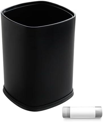 EmoH Small Bathroom Trash Can 2.1 Gallon /8-Liter Wastebasket, Modern Matte Black Stainless Steel Garbage Bin for Bedroom, Home Office, Toilet, RV, Under Sink, Near Desk