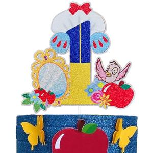 DoraDream Snow White One Cake Topper, 1st Birthday, Fairest One of All Party Supplies, Fairytale Princess Cake Smash, Baby Shower Decoration for Girls