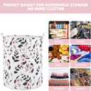 Large Foldable Laundry Basket Hamper Holder Portable Tall Collapsible Laundry Hamper Nusery Storage Basket Bin with Handles, Canvas & Waterproof lining for Household Items (Floral Pink)