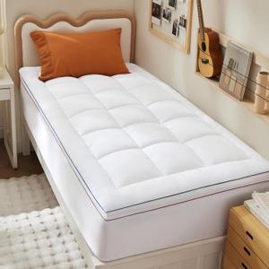Bedsure Twin XL Mattress Topper, 900GSM Thick Soft Mattress Topper for College Dorm Room Essentials with Deep Pocket up to 6-21 Inches, Quilted Fitted Breathable Twin Extra Long Bed Pad Cover, White