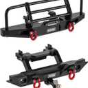 INJORA 37g Front and 26g Rear Bumper - CNC Aluminum Bumper with Light for 1/18 RC Crawler TRX4M Defender Upgrade