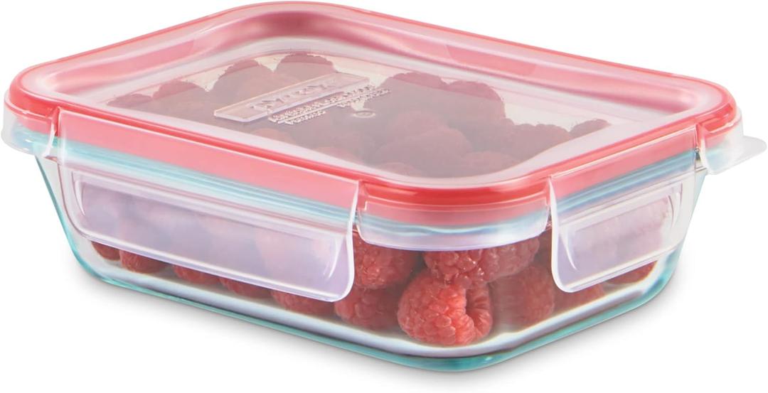 Pyrex Freshlock Glass Food Storage Container, Airtight & Leakproof Locking Lids, Freezer Dishwasher Microwave Safe, 1 Cup