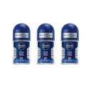NIVEA Men Cool Kick Anti-Perspirant Roll-On Deodorant 25ml  72 Hour Sweat & Odor Protection, Refreshing Cool Formula with Masculine Scent, Skin Comfort, Quick Dry, Long-Lasting Freshness, 3 Pack