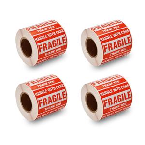 2000 Fragile Stickers 4 Rolls 2" x 3" Fragile - Handle with Care - Thank You Shipping Labels Stickers (500 Labels/Roll)