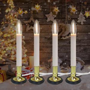 4Pack Christmas Window Candles with Timer, 9 Inch Plug-in Electric LED Flameless Candles, Warm White Light for Holiday Decor
