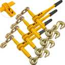 KJE 4Pack Ratchet Chain Binders 3/8'' - 1/2'', Heavy Duty Ratcheting Binder WLL 9,200 Lbs, G70 Hooks and Adjustable Length, for Grade 70-80 Chains, Tie Down, Hauling, Towing