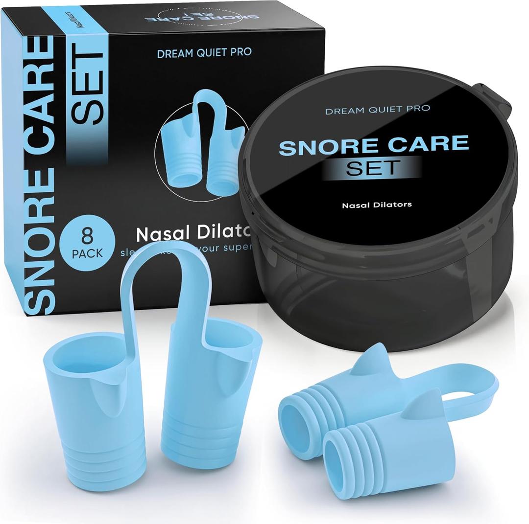 Nasal Dilators - Nose Clips to Reduce Snoring & Better Sleep  Comfortable Silicone Snore Stopper  Less Snoring Nose Vents  8 Pack (Lagoon)